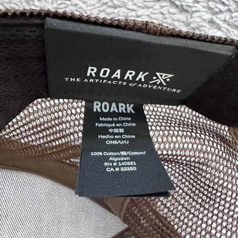 Roark Mens Beige Logo Mesh Trucker Baseball Hat One Size Outdoors